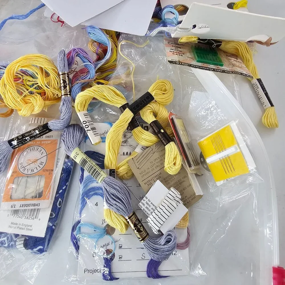 Large Assorted Lot Of Embroidery Floss & Threads Includes DMC Bucilla & More